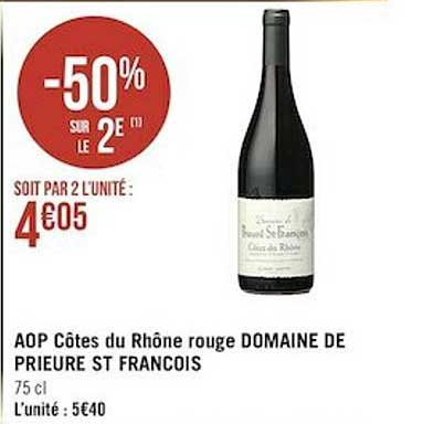 aop côtes du rhône rouge domaine de prieure st françois