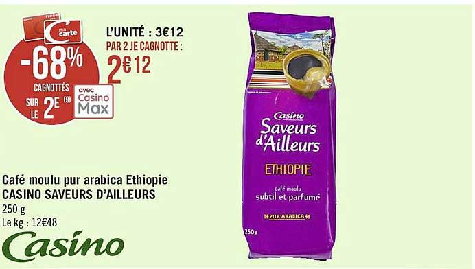 café moulu pur arabica éthiopie casino saveurs d'ailleurs