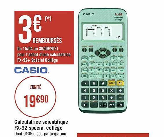 Calculatrice Scientifique Fx-92 Spécial Collège Casio