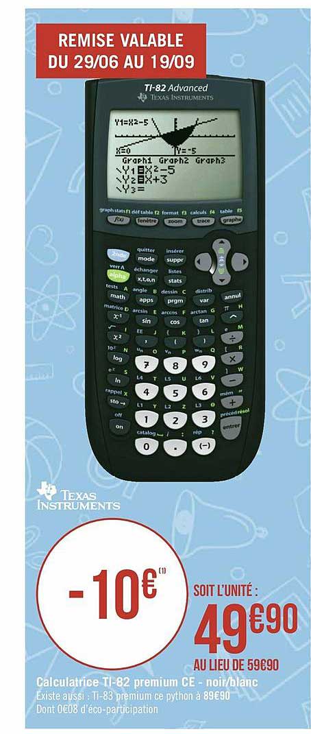 calculatrice ti-82 premium ce-noir-blanc texas instruments