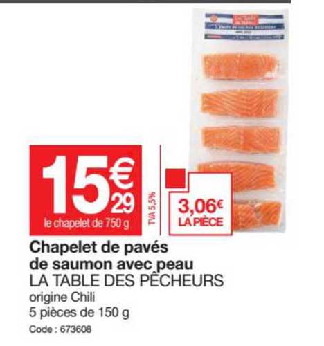 chapelet de pavés de saumon avec peau la table des pêcheurs