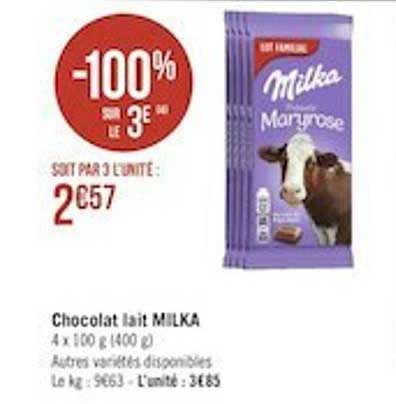 Chocolat Lait Milka