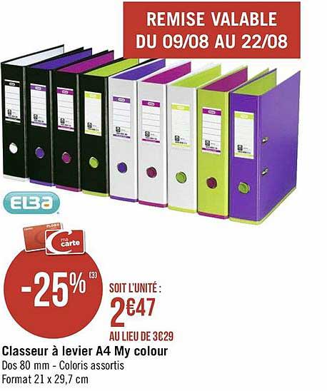 Classeur à Levier A4 My Colour Elba