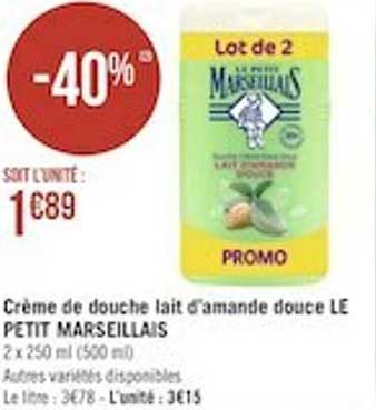 Crème De Douche Lait D'amande Douce Le Petit Marseillais