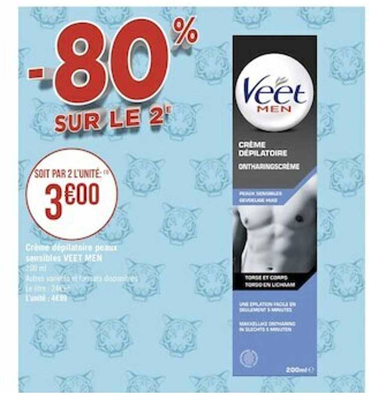 Crème Dépilatoire Peaux Sensibles Veet Men