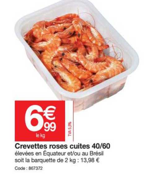 Crevettes Roses Cuites 40-60