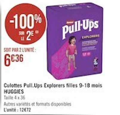 culottes pull. ups explorers filles 9-18 mois huggies