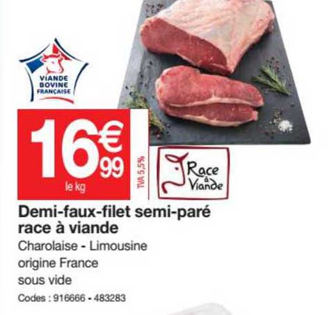demi-faux-filet semi-paré race à viande