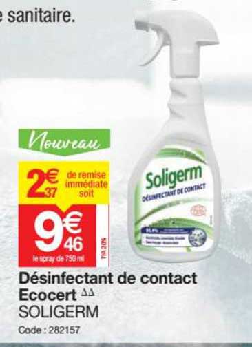 désinfectant de contact ecocert soligerm