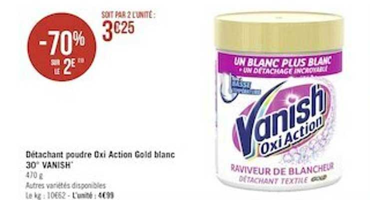 détachant poudre oxi action gold blanc 30 vanish