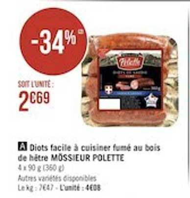 diots facile à cuisiner fumé au bois de hêtre mössieur polette