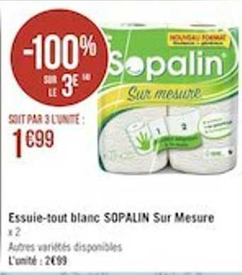 essuie-tout blanc sopalin sur mesure