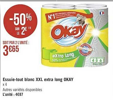 essuie-tout blanc xxl extra long okay