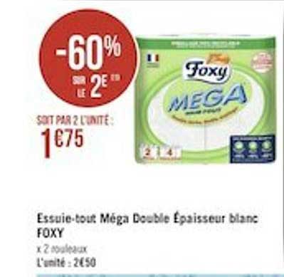 essuie-tout méga double épaisseur blanc foxy