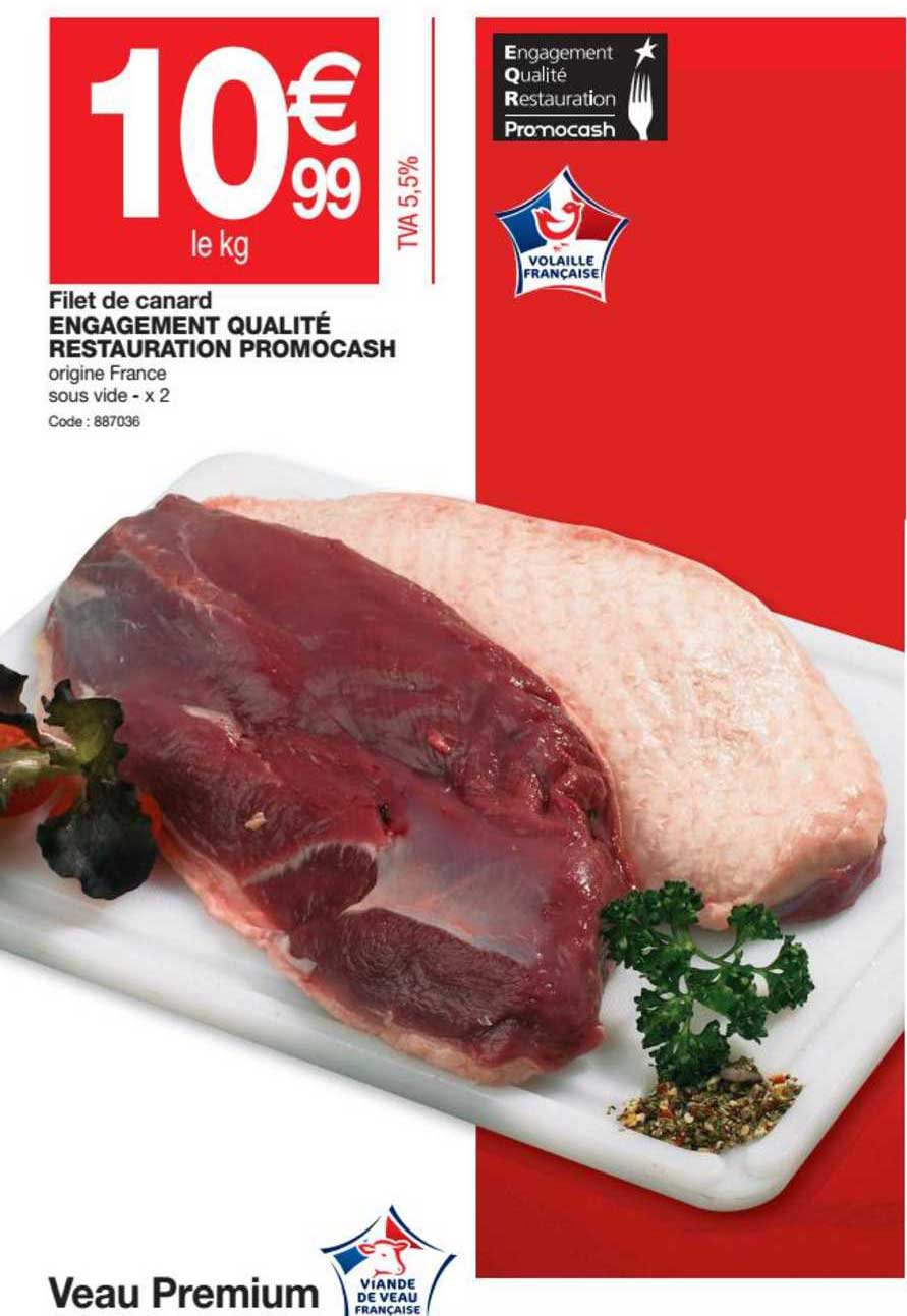 filet de canard engagement qualité restauration promocash, veau premium
