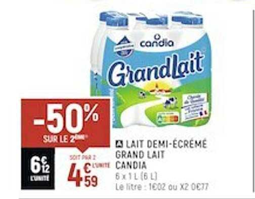 lait demi-écrémé grand lait candia