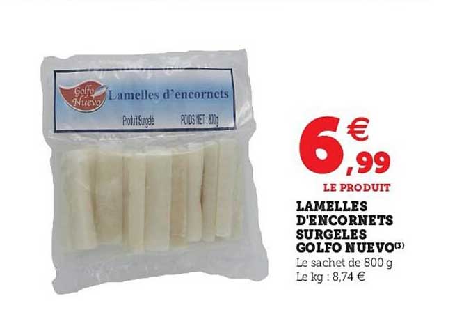 lamelles d'encornets surgelés golfo nuevo