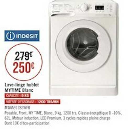 lave-linge hublot mytime blanc indesit