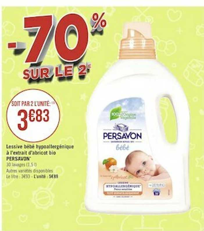 lessive bébé hypoallergénique à l'extra d'abricot bio persavon