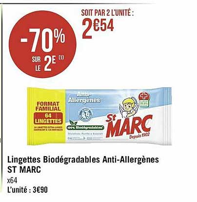 lingettes biodégradables anti-allergènes st marc