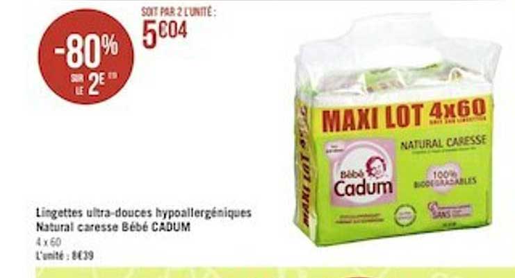 lingettes ultra-douces hypoallergéniques naturel caresse bébé cadum