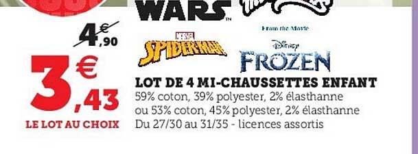 lot de 4 mi-chaussettes enfant