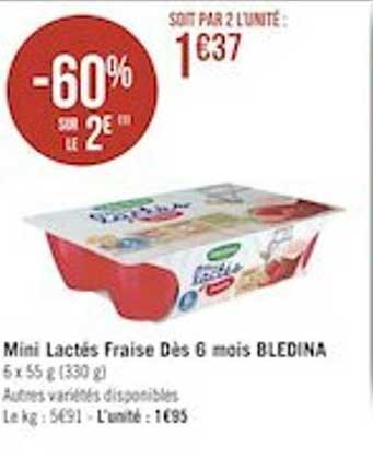 mini lacté fraise dès 6 moi bledina