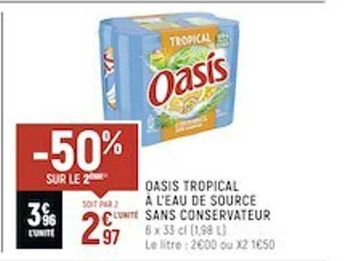 oasis tropical à l'eau de source sans conservateur