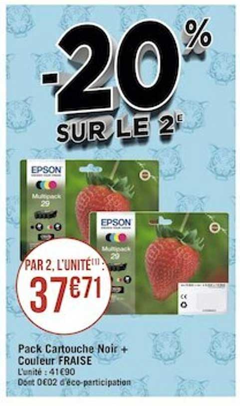 Pack Cartouche Noir + Couleur Fraise