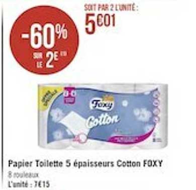 papier toilette 5 épaisseurs cotton foxy
