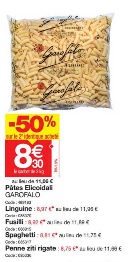 pâtes elicoidali garofalo linguine, fusilli, spaghetti, penne ziti rigate