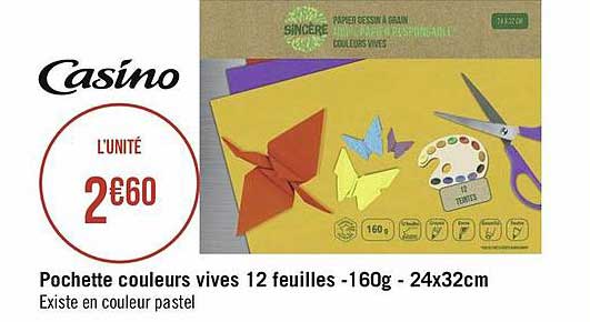 pochette couleurs vives 12 feuilles - 160g - 24 x 32 cm