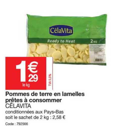 pommes de terre en lamelles prêtes à consommer cêlavita