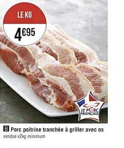 Porc Poitrine Tranchée à Griller Avec Os