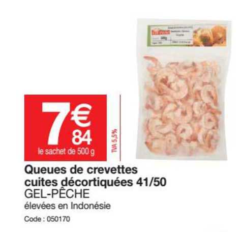 queues de crevettes cuites décortiquées 41-150 gel-pêche