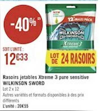 Rasoirs Jetables Xtreme 3 Pure Sensitive Wilkinson Sword