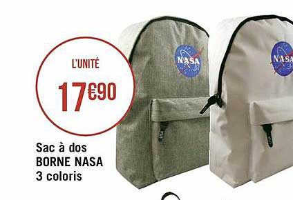sac à dos borne nasa 3 coloris