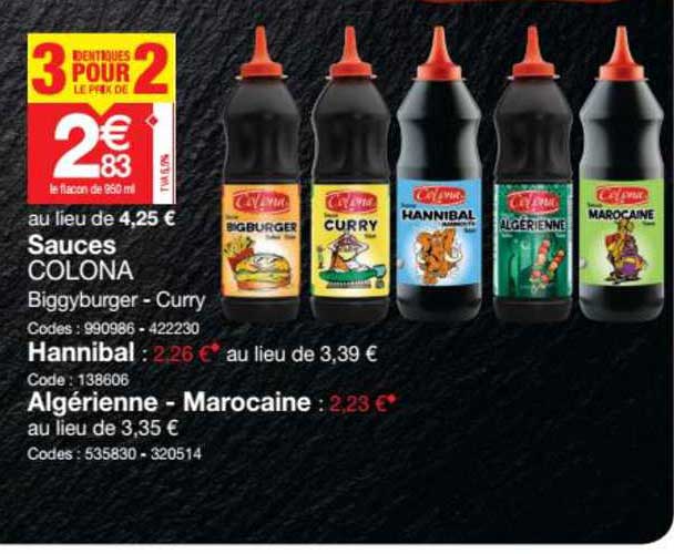 sauces colona, hannibal, algérienne - marocaine