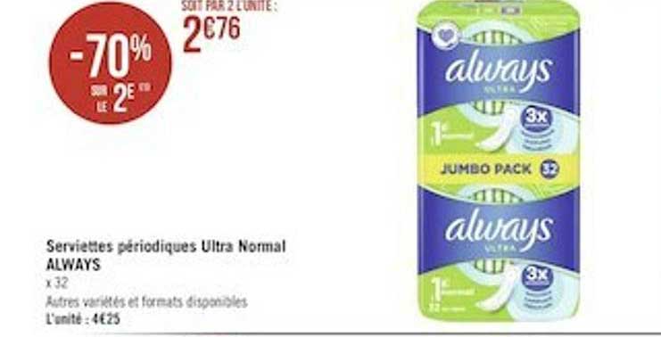 serviettes périodiques ultra normal always