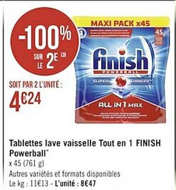 tablettes lave vaisselle tout en 1 finish powerball