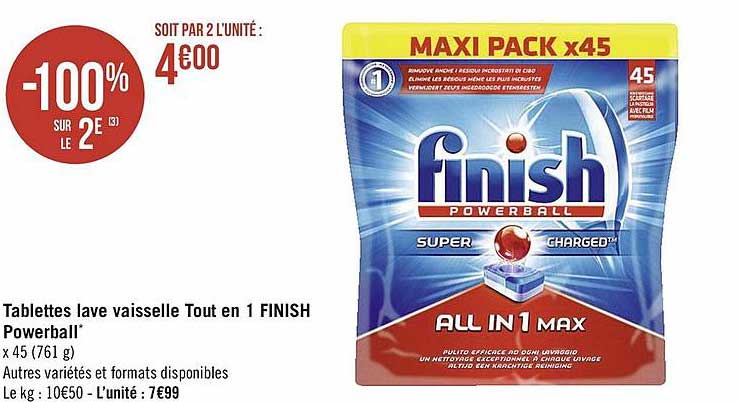 tablettes lave vaisselle tout en 1 finish powerball