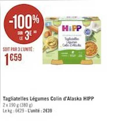 Tagliatelles Légumes Colin D'Alaska Hipp