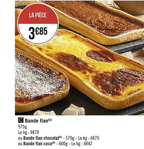 bande flan ou bande blan chocolat, ou bande flan coco