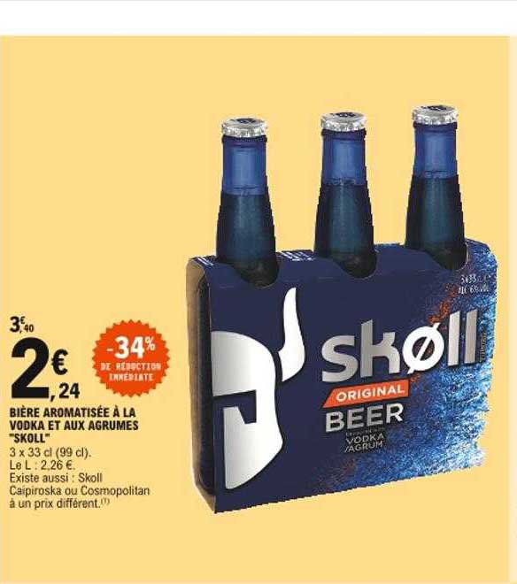 bière aromatisée à la vodka et aux agrumes "skoll"