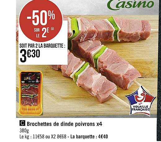 Brochettes De Dinde Poivrons X4