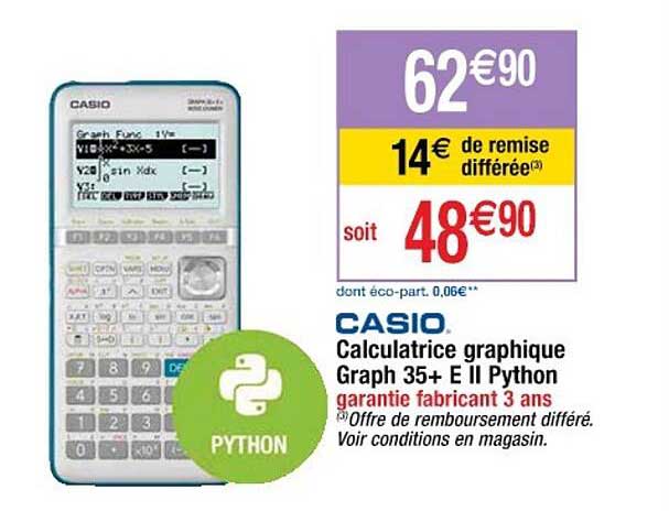 Calculatrice Graphique Graph 35+ E II Python Casio