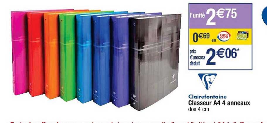 Classeur A4 4 Anneaux Clairefontaine