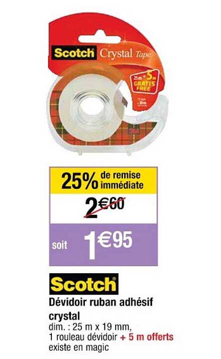 Dévidoir Ruban Adhésif Crystal Scotch