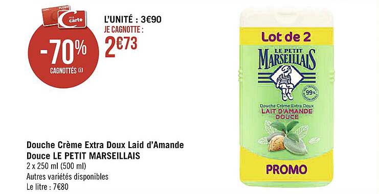douche crème extra doux laid d'amande douce le petit marseillais