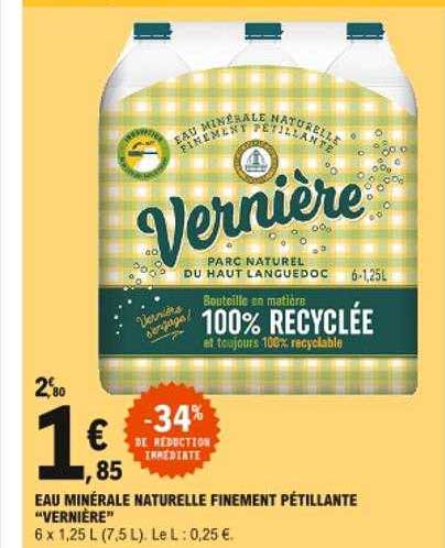 eau minérale naturelle finement pétillante "vernière"